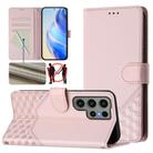 For Samsung Galaxy S23 Ultra 5G Honeycomb Embossing RFID Leather Phone Case(Pink) - 1