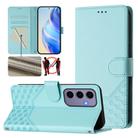 For Samsung Galaxy S24 5G Honeycomb Embossing RFID Leather Phone Case(Mint Green) - 1