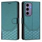 For Samsung Galaxy S24 5G Honeycomb Embossing RFID Leather Phone Case(Peacock Green) - 2