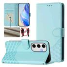 For Samsung Galaxy S24 FE 5G Honeycomb Embossing RFID Leather Phone Case(Mint Green) - 1