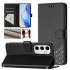 For Samsung Galaxy S24 FE 5G Honeycomb Embossing RFID Leather Phone Case(Black) - 1