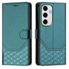 For Samsung Galaxy S24 FE 5G Honeycomb Embossing RFID Leather Phone Case(Peacock Green) - 2