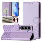 For Samsung Galaxy S24+ 5G Honeycomb Embossing RFID Leather Phone Case(Light Purple) - 1