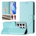 For Samsung Galaxy S24 Ultra 5G Honeycomb Embossing RFID Leather Phone Case(Mint Green) - 1