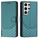 For Samsung Galaxy S24 Ultra 5G Honeycomb Embossing RFID Leather Phone Case(Peacock Green) - 2