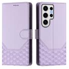 For Samsung Galaxy S24 Ultra 5G Honeycomb Embossing RFID Leather Phone Case(Light Purple) - 2