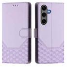 For Samsung Galaxy S25 5G Honeycomb Embossing RFID Leather Phone Case(Light Purple) - 2