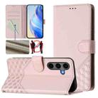 For Samsung Galaxy S25+ 5G Honeycomb Embossing RFID Leather Phone Case(Pink) - 1