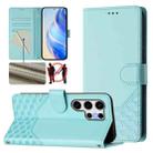 For Samsung Galaxy S25 Ultra 5G Honeycomb Embossing RFID Leather Phone Case(Mint Green) - 1