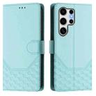 For Samsung Galaxy S25 Ultra 5G Honeycomb Embossing RFID Leather Phone Case(Mint Green) - 2