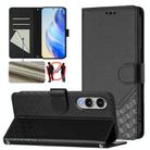 For Samsung Galaxy S25 Edge 5G Honeycomb Embossing RFID Leather Phone Case(Black) - 1