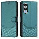 For Samsung Galaxy S25 Edge 5G Honeycomb Embossing RFID Leather Phone Case(Peacock Green) - 2