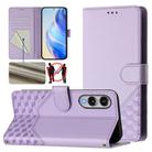For Samsung Galaxy S25 Edge 5G Honeycomb Embossing RFID Leather Phone Case(Light Purple) - 1