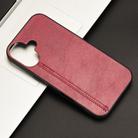 For iPhone 16 Cow Pattern Sewing Back Cover Phone Case(Red) - 2