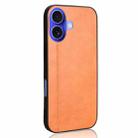 For iPhone 16 Cow Pattern Sewing Back Cover Phone Case(Orange) - 3