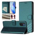 For Samsung Galaxy A02s 166mm Honeycomb Embossing RFID Leather Phone Case(Peacock Green) - 1