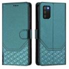 For Samsung Galaxy A02s 166mm Honeycomb Embossing RFID Leather Phone Case(Peacock Green) - 2