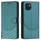 For Samsung Galaxy A03 166mm Honeycomb Embossing RFID Leather Phone Case(Peacock Green) - 2