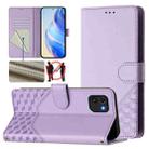 For Samsung Galaxy A03 166mm Honeycomb Embossing RFID Leather Phone Case(Light Purple) - 1