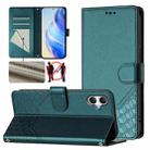 For Samsung Galaxy A06 Honeycomb Embossing RFID Leather Phone Case(Peacock Green) - 1
