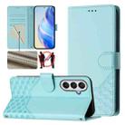 For Samsung Galaxy A25 5G Global Honeycomb Embossing RFID Leather Phone Case(Mint Green) - 1