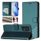 For Samsung Galaxy A33 5G Honeycomb Embossing RFID Leather Phone Case(Peacock Green) - 1