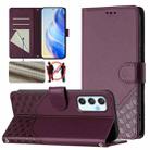 For Samsung Galaxy A34 5G Honeycomb Embossing RFID Leather Phone Case(Violet) - 1