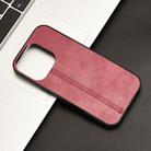 For iPhone 16 Pro Max Cow Pattern Sewing Card Bag Phone Case(Red) - 2