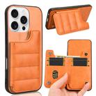 For iPhone 16 Pro Max Cow Pattern Sewing Card Bag Phone Case(Orange) - 1