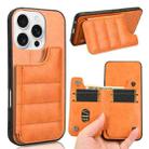 For iPhone 16 Pro Cow Pattern Sewing Card Bag Phone Case(Orange) - 1