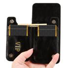 For iPhone 16 Plus Cow Pattern Sewing Card Bag Phone Case(Black) - 3