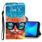 For OPPO A3s 3D Colored Drawing Horizontal Flip PU Leather Case with Holder & Card Slots & Wallet(Underwater Cat) - 1