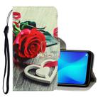 For OPPO A3s 3D Colored Drawing Horizontal Flip PU Leather Case with Holder & Card Slots & Wallet(Red Rose) - 1