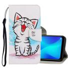 For OPPO A9(2020) / A5(2020) 3D Colored Drawing Horizontal Flip PU Leather Case with Holder & Card Slots & Wallet(Red Mouth Cat) - 1