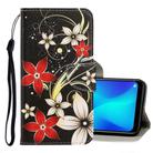 For OPPO Realme 6 3D Colored Drawing Horizontal Flip PU Leather Case with Holder & Card Slots & Wallet(Red Flower) - 1