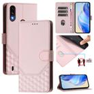 For Motorola Moto E7 Power 2021 Honeycomb Embossing RFID Leather Phone Case(Pink) - 1