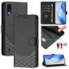 For Motorola Moto E7 Power 2021 Honeycomb Embossing RFID Leather Phone Case(Black) - 1