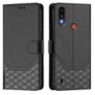 For Motorola Moto E7 Power 2021 Honeycomb Embossing RFID Leather Phone Case(Black) - 2