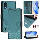 For Motorola Moto E7 Power 2021 Honeycomb Embossing RFID Leather Phone Case(Peacock Green) - 1