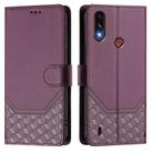 For Motorola Moto E7 Power 2021 Honeycomb Embossing RFID Leather Phone Case(Violet) - 2