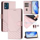 For Motorola Moto E13 2023 4G Honeycomb Embossing RFID Leather Phone Case(Pink) - 1