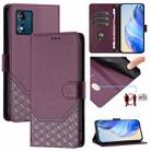 For Motorola Moto E13 2023 4G Honeycomb Embossing RFID Leather Phone Case(Violet) - 1