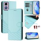 For Motorola Moto E14 4G / G24 4G Honeycomb Embossing RFID Leather Phone Case(Mint Green) - 1