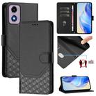 For Motorola Moto E14 4G / G24 4G Honeycomb Embossing RFID Leather Phone Case(Black) - 1