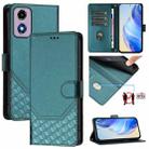 For Motorola Moto E14 4G / G24 4G Honeycomb Embossing RFID Leather Phone Case(Peacock Green) - 1