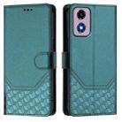 For Motorola Moto E14 4G / G24 4G Honeycomb Embossing RFID Leather Phone Case(Peacock Green) - 2