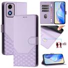 For Motorola Moto E14 4G / G24 4G Honeycomb Embossing RFID Leather Phone Case(Light Purple) - 1