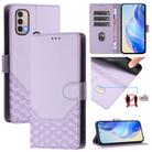 For Motorola Moto E40 / E30 / E20 Honeycomb Embossing RFID Leather Phone Case(Light Purple) - 1