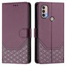 For Motorola Moto E40 / E30 / E20 Honeycomb Embossing RFID Leather Phone Case(Violet) - 2