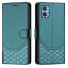 For Motorola Moto E22 4G / E22i 4G Honeycomb Embossing RFID Leather Phone Case(Peacock Green) - 2